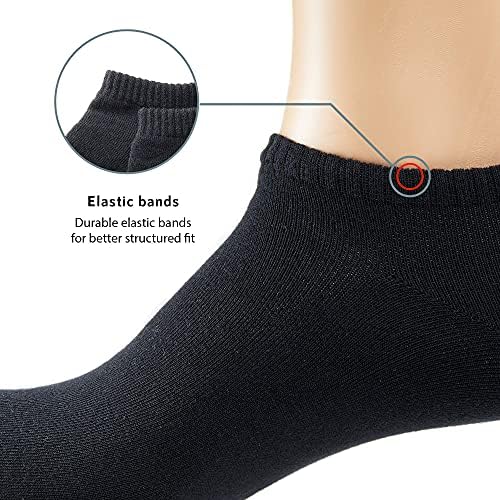 Monfoot ženske i muške tanke pamučne pamučne čarape od 10 paketa crne boje crne boje