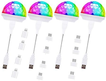 4PACK USB Mini Disco Ball Light, zvučno aktivirana svjetla za zabave DJ Strobe svjetlo za igračke za