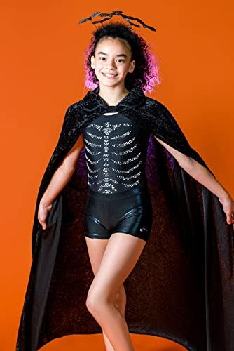 Crystal Ribcage Gymnastics LEOTARD, crni i srebrni stil kostura za Noć vještica, super meka tkanina
