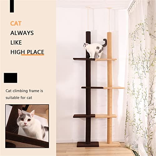 Mačja stabla za unutarnje mačke, 3-nivoski pod do stropne mačke penjanje na stablo 9 stopa, visok centar za penjanje sa grebanjem, udobnim krevetom, za unutarnje mačke