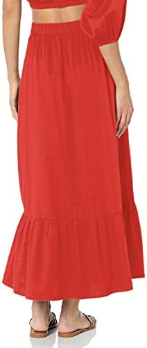 Pleted Flowy Long Maxi suknje za žene Ljeto Ležerne prilike Boho Maxi suknja Čvrsta boja Swiered Swiered A-line
