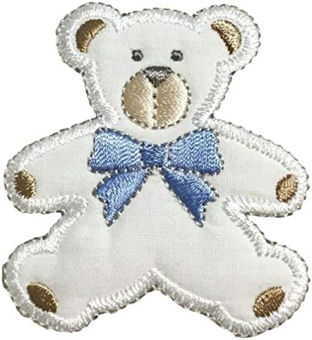 Puffy Teddy medvjed Iron na Applique Patch - plavi luk 2-3 / 8 - za šešire, majice, obuće, traperice, vreće,