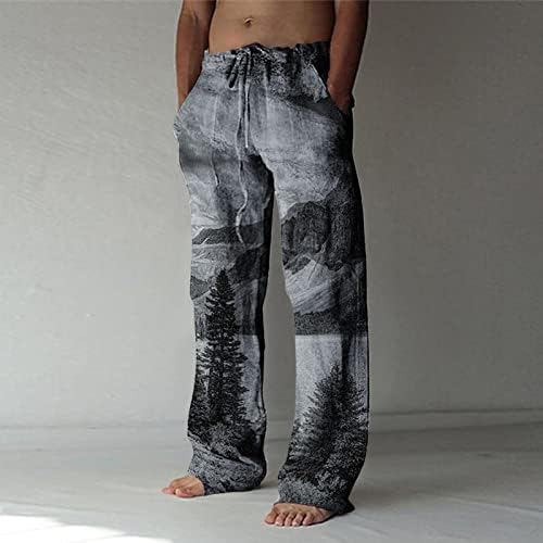 Muške posteljine hlače Ljeto labave povremene lagane hlače za plažu nacrtavaju elastične struk salone za elastičnu struku Baggy joga pantalone