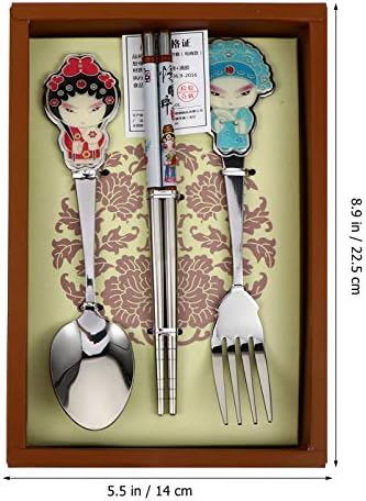 Hemoton 3pcs Set viljuški za jelo od nerđajućeg čelika Set posuđa za jelo u kineskom stilu prenosivi