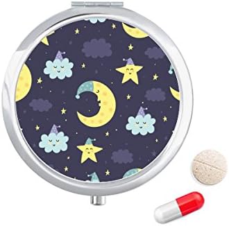 Cartoon Mjesečina Noć Personifikacija Uzorak Pilula Džepna Kutija Za Pohranu Lijekova Dozator Kontejnera