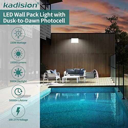 Kadision LED zidni pakovanje svjetlo sa fotoćelicom, 150W 19500LM 5000K dnevne svjetlosti 100-277V