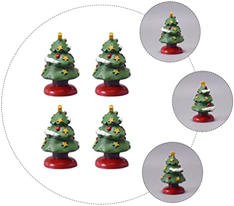 Toyvian Fireplace Decor 4pcs Miniature Christmas Tree Desktop Microlandscape Mini Xmas Tree Tree Resin