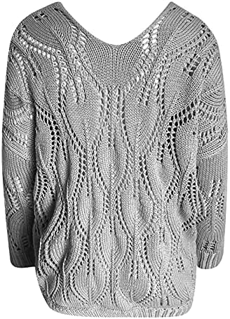 Ženske kukičane čipke dugih rukava izdubljeni trendy pleteni pulover Dukseri obične ležerne s labavim