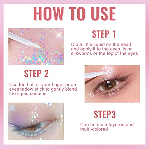Erinde Liquid Glitter Eyeliner za oči-korejska šminka, | Tear Drop, Shimmer Metallic, lagana tekstura