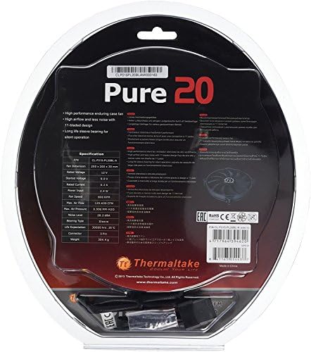 Thermaltake 200mm čista 20 serija Crni 200x30mm debeli tihi ventilator sa visokim protokom vazduha sa