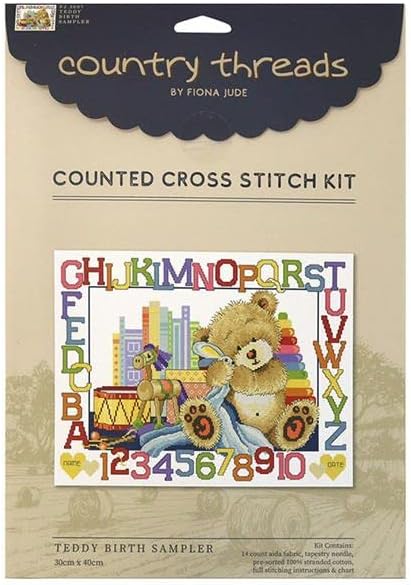Country Threads Cross X Stitch Kit Teddy Bear Rođenje Sampler Broje