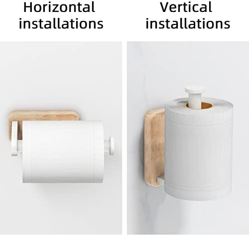 Držač crnog wc papira + bijeli toaletni držač za papir Zidni nosač, toaletni nosač rola za papir Drveni za kupatilo, kupaonica, RV