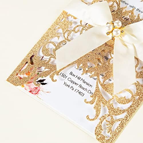Maffily 25kom pozivnice za vjenčanje svjetlucave lasersko izrezane pozivnice za vjenčanje sa kovertama