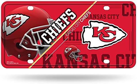 RICO Industries NFL Kansas Chiefs City Unisex Kansas Chiefs Chiefs Licency Plate Metalkanas Načelnik grada Licenjska ploča Metal, Boja tima, Jedna veličina