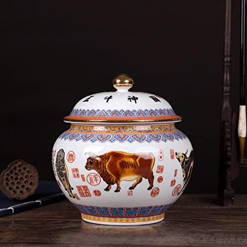 Wlbhwl Jingdezhen Chinoiserie Keramičke staklenke, čaj jar, Kineski stil Skladišta, đumbir Jars Temple Jar