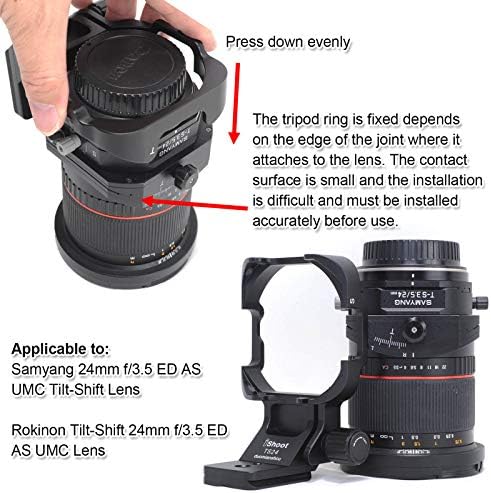 Starodni nosač, nosač kamere za Samyang 24mm F / 3,5 ed kao HILT-Shift-Shift Lens i Rokinon Tilt-Shift