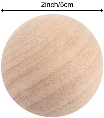 Hakzeon 45 kom 2 inčni drveni okrugli lopta, nedovršene sfere od drveta sa glatkim površinama prirodnim