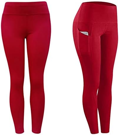 Hhgbmok High Struk gamaše za žene Ultra Soft Stretch yoga hlače za podizanje teretana Trgovinske pantalone s džepovima