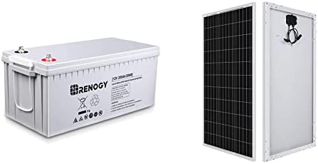 RENOGNO DEEP CIKLUS AGM baterija 12 volta 200Ah, siva i 12-voltna solarna ploča 100 W monokristalni modul visoke efikasnosti 100 vata PV punjač