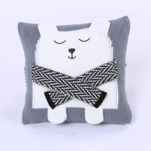 INS jastuk bijelog medvjeda dječji trodimenzionalni pleteni jastuk za uši jastuk za bebe vunena jastučnica pleteni