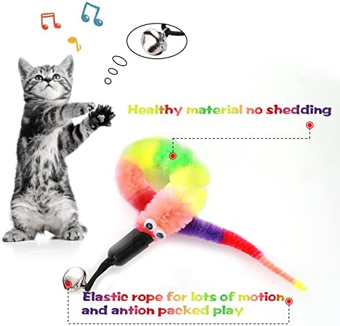 Cobee Cat igračke crvi, 12kom mačka Rainbow crv igračka puni smiješne interaktivne šarene pahuljaste crve sa zvonima mačke lovačke igračke mačići štapići zamjenske igračke dopunite pribor za trening u zatvorenom prostoru