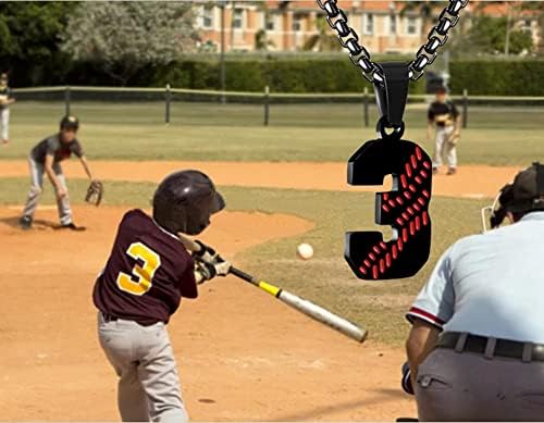 HSWYFCJY personalizovana ogrlica sa bejzbol brojem za dečake 0-99 sportista broj dresa od nerđajućeg čelika bejzbol tim čari privezak Bejzbol pokloni za muškarce