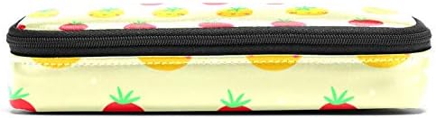 Crveni paradajz i žuti paradajz ručno nacrtana teksturna kožna pernica olovka torba sa dvostrukim patentnim