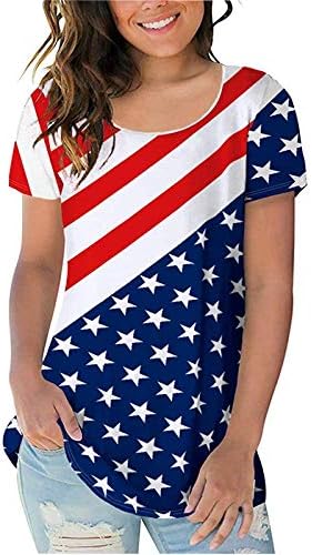 Košulje od 4. jula Žene USA zastava Majica Summer Casual Tops kratkih rukava Tees Stripes Tie-Dye