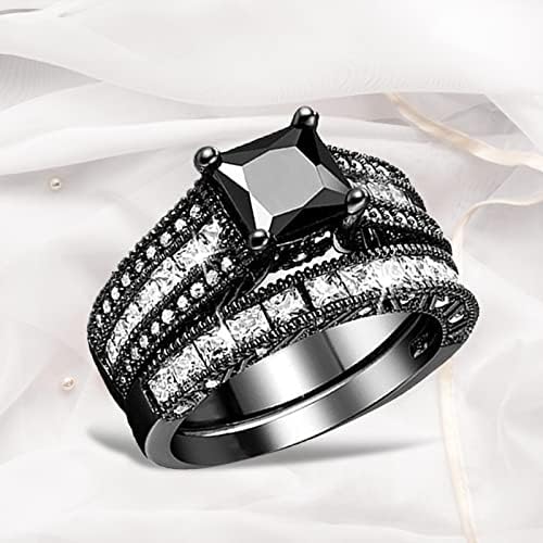 2 u 1 ženskoj vintage crni prsten dijamantski angažman vjenčani prsten za prsten za prsten