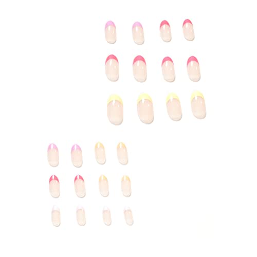 Badem lažni nokti kratki Ovalni full cover ljepilo uključeno francuski Rainbow Smile Edge Press na noktima 24 komada Nail Art savjet sa kutijom za salone za nokte i žene DIY Nail Art