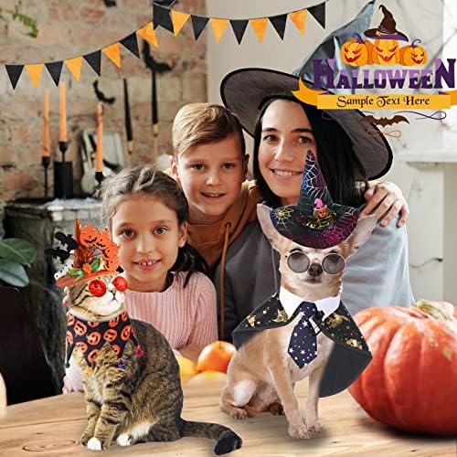 Baejmjk 3 pakovanje kućnog ljubimca mačka Halloween Kostim za kostim Podesiva Halloween Wizard bundeva hat