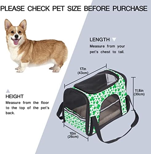 Torba za nošenje kućnih ljubimaca sa zelenom djetelinom, ruksak za torbe odobren od aviokompanije, Prijenosna prozračna torba za male pse, mačke i male životinje