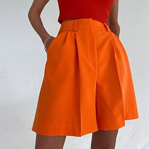 Ženski džepni šorc visokog struka Summer Casual Dressy Horts Loop Fit kratke hlače Trendi patentni zatvarač Ravne hlače Bermuda kratka
