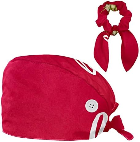 Žene i muške hirurške kape sa lukom za kosu Scrounchy Love Pismo Rose Cvijet crvena pozadina Radni šešir Jedna veličina