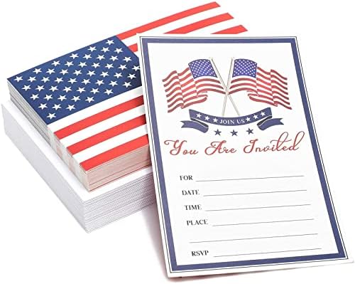 Pipilo Press Američke pozivnice zastava sa kovertama za 4. juli Party