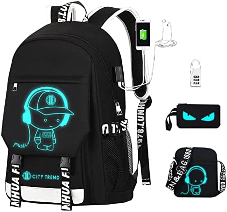BKFDFVB Anime Svjetlosni ruksak sa USB punjenjem Prta na otvorenom Pješačke laptopske torbe za prijemno