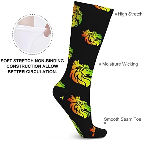 Rasta Lion Crown tiskane boje podudarajuće čarape Atletski kolena visoke čarape za žene muškarci