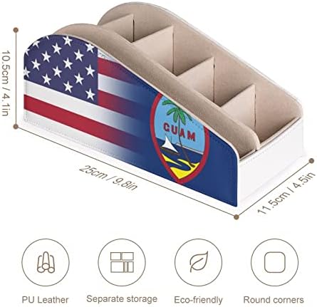 Držač za daljinski upravljač SAD-a i zastava Guam sa 6 odjeljaka PU kožna daljinska kutija za odlaganje