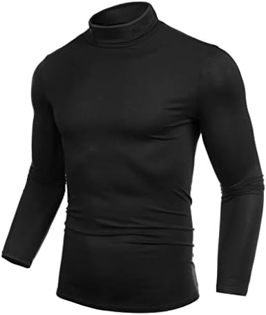 Devet bull muških termičkih majica dugih rukava tanka fit osnovna majica s čvrstom laganom turtleneck