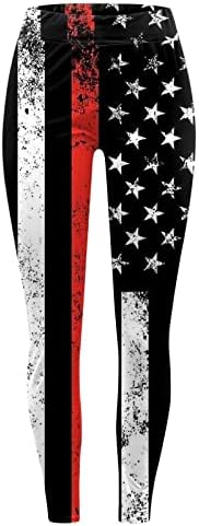 Američka zastava Patriotske stope ženske visokog struka Patriotske zvijezde Stripes Hlače vježbanje vježbajte vježbanje joge hlače