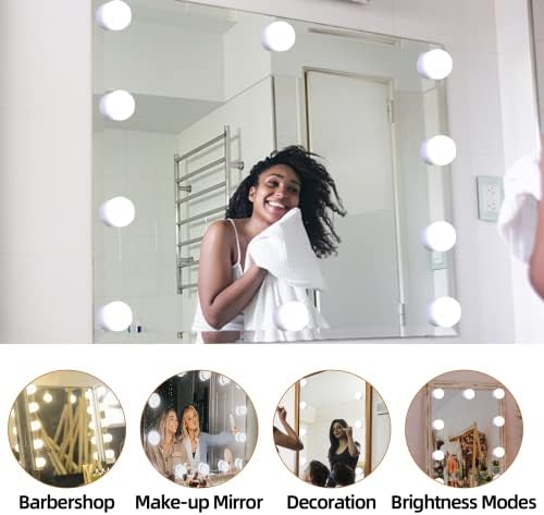 Funteam Led Vanity svjetla za ogledalo，sa 10 sijalica sa mogućnošću zatamnjivanja，3 načina boja se mogu
