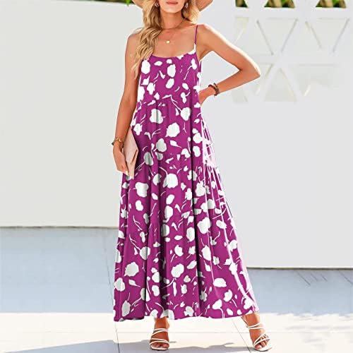 Haljine veće veličine dugi rukavi ženske ljetne cvjetne Casual labave haljine špageti remen pamučna Maxi haljina za plažu