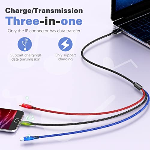 Kratki kabl za više punjača [2pack 35CM] 3 u 1 kabl za punjenje višestruki USB kabl najlonski pleteni