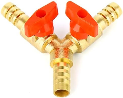 GASHER 2kom kuglasti ventil sa 3 smjera, 3/8 šipka crijeva 2 prekidača mesing Y U obliku ventila sa 6 stezaljki za crijeva