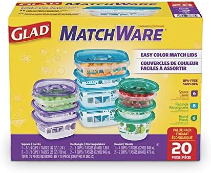 GladGladWare Matchware kontejneri za skladištenje hrane & Matchware kontejneri za skladištenje hrane, 4 računajte pravougaone kontejnere & poklopci / BPA besplatno lako usklađivanje Skladišta hrane