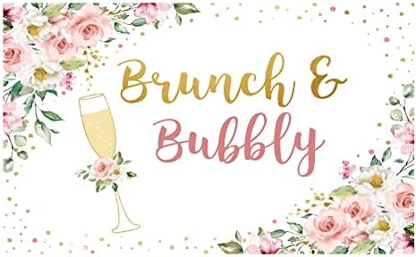 Funnytree Brunch I Mjehurić svadbeni tuš party pozadina Pink Floral Gold šampanjac pozadina vjenčanje Bachelorette