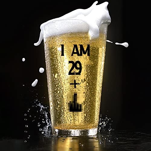 AGMdesign Ja sam 29+ 1, 16 Oz Pint naočare Party Decorations Supplies, Funny 30th Birthday Beer Glass,