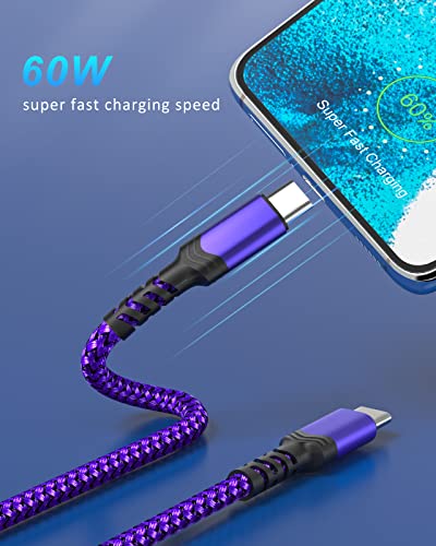USB C do USB C kabel 10ft, Besplatno USB tip C Brzo punjenje 60W 3A pletenica Dugi kabl Kompatibilan sa Galaxy