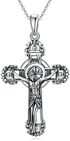SIMONLY 925 Srebra St. Benedict Crucifix ogrlica Ankh Cross privjesak krst nakit