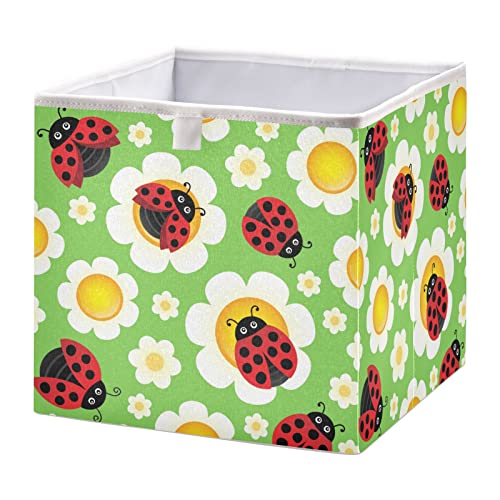 Cvijeće Ladybugs Cube Skladište bin Sklopivi kockice za pohranu Vodootporna igračka za kocke Kante za djecu Dječji vrtić Kupatilo Closet Girls Boys - 11.02x11.02x11.02 in